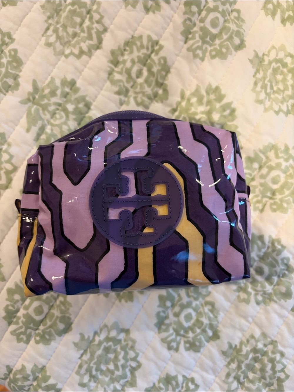 Tory Burch Brigitte cosmetic case, constructed from printed nylon
